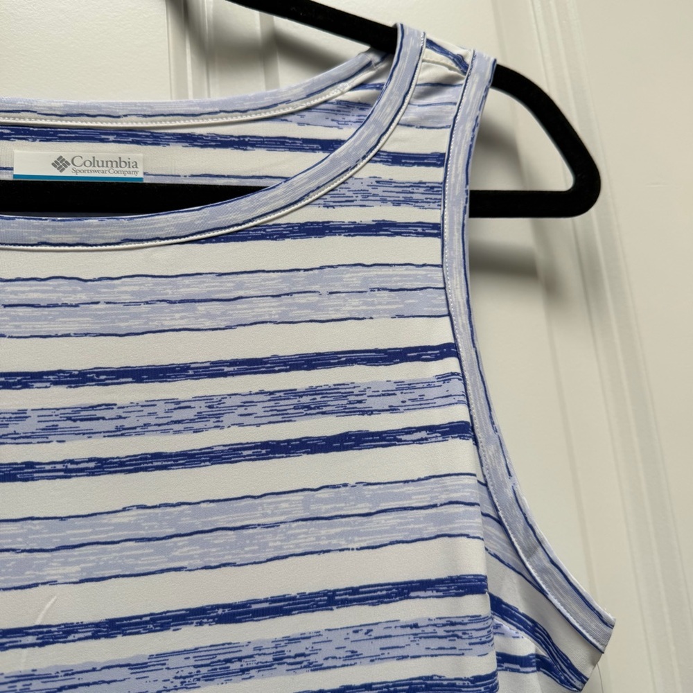COLUMBIA SLEEVELESS ACTIVE FIT CHILL RIVER PRINTED SHEATH DRESS STRIPES SMALL - Picture 3 of 13